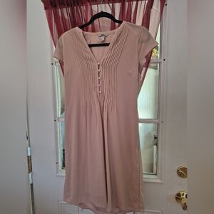 H&M Dusty Rose Pink Flutter-Sleeve‎ V-Neck Dress Size 4 Boho. 309